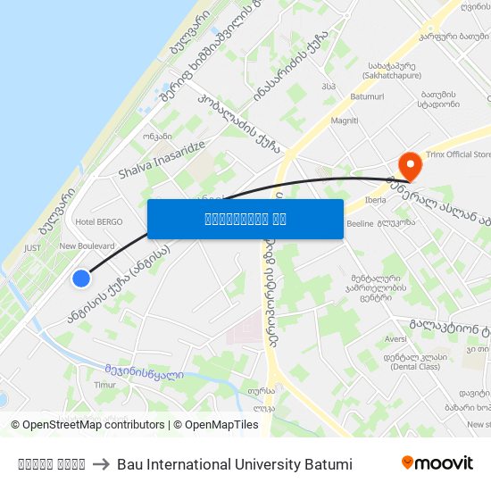 მეტრო სითი to Bau International University Batumi map