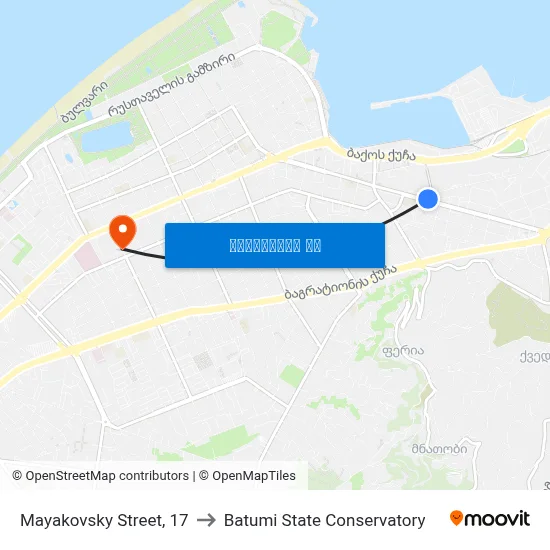 Mayakovsky Street, 17 to Batumi State Conservatory map