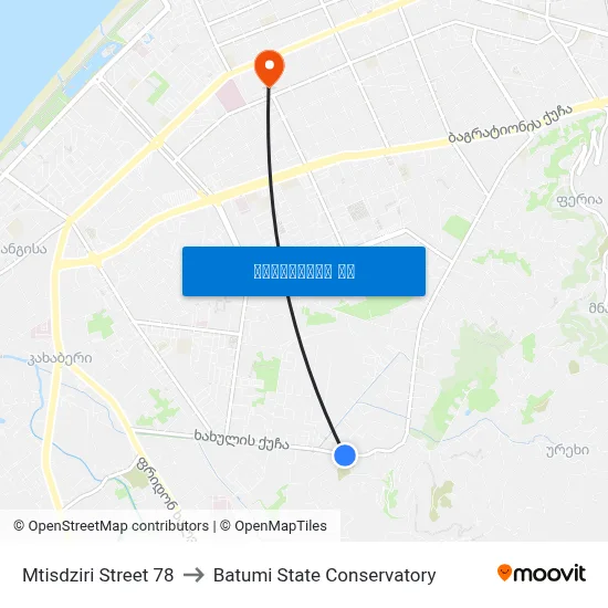 Mtisdziri Street 78 to Batumi State Conservatory map