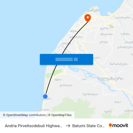 Andria Pirveltsodebuli Highway III Deadlock, 3 to Batumi State Conservatory map