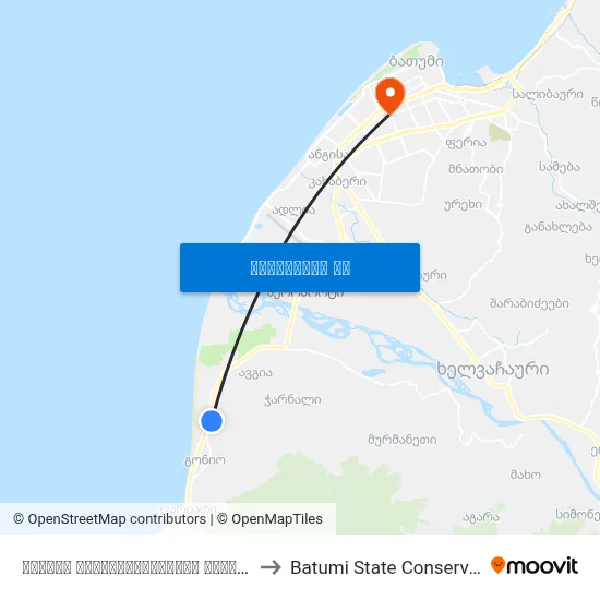 ანდრეა პირველწოდებულის გზადკეცილი to Batumi State Conservatory map