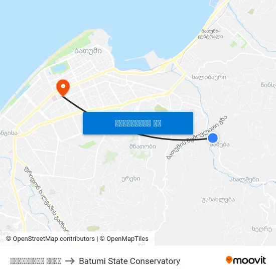 ნიჟარაძის ქუჩა to Batumi State Conservatory map