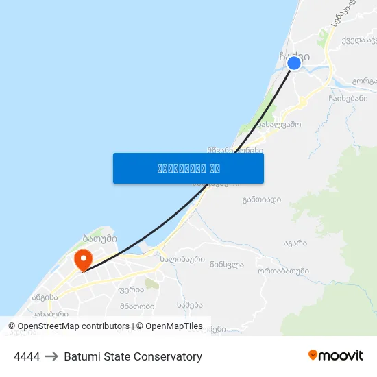 4444 to Batumi State Conservatory map