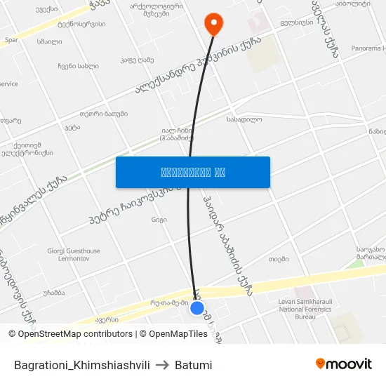 Bagrationi_Khimshiashvili to Batumi map