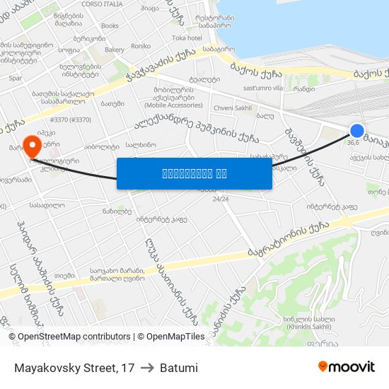 Mayakovsky Street, 17 to Batumi map
