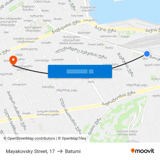 Mayakovsky Street, 17 to Batumi map
