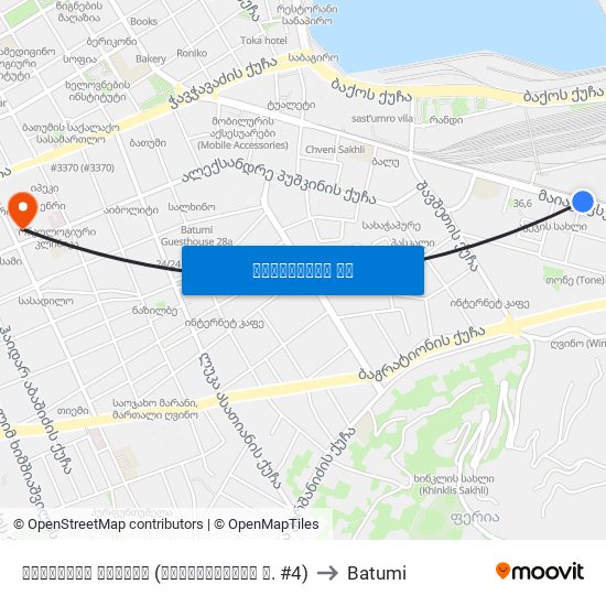 აგრარული ბაზარი (მაიაკოვსკის ქ. #4) to Batumi map