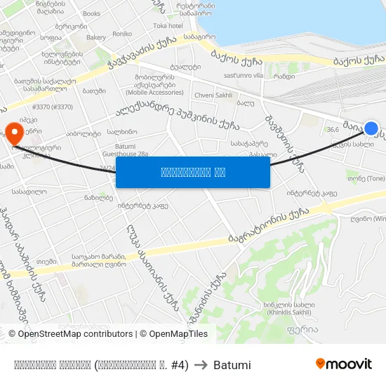 აგრარული ბაზარი (მაიაკოვსკის ქ. #4) to Batumi map
