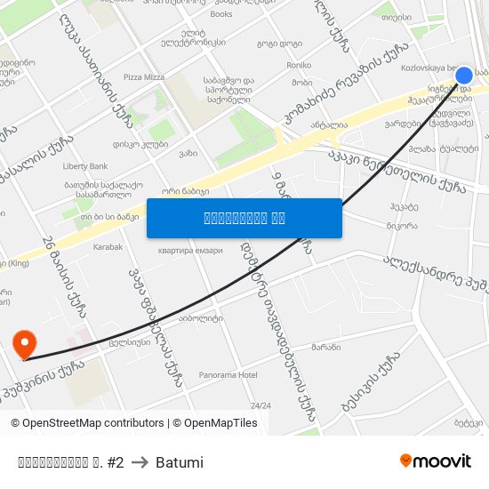 ჭავჭავაძის ქ. #2 to Batumi map