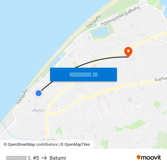კობალაძის ქ. #5 to Batumi map