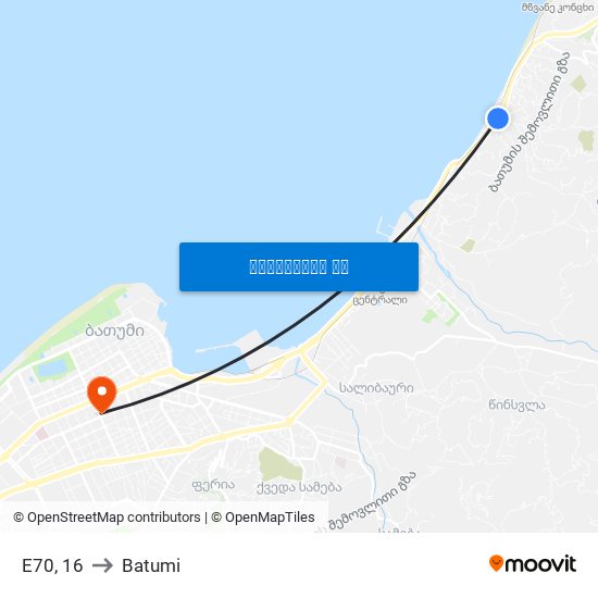 E70, 16 to Batumi map