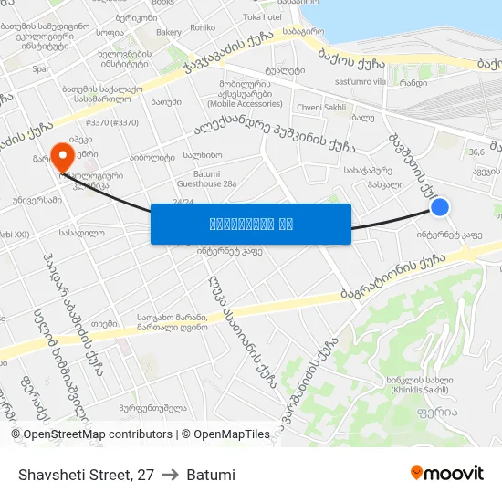 Shavsheti Street, 27 to Batumi map