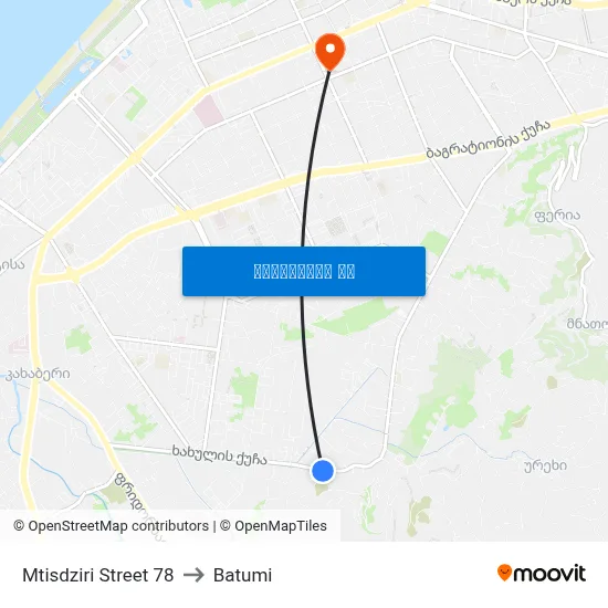 Mtisdziri Street 78 to Batumi map
