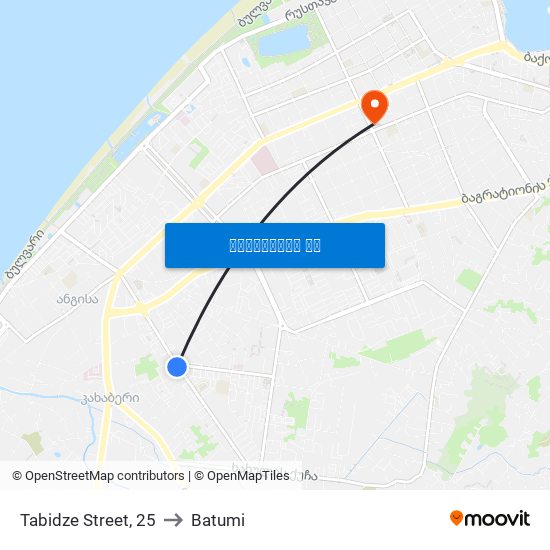Tabidze Street, 25 to Batumi map
