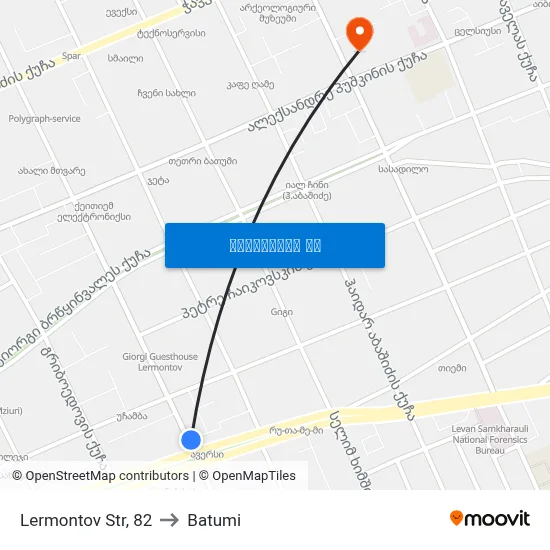 Lermontov Str, 82 to Batumi map
