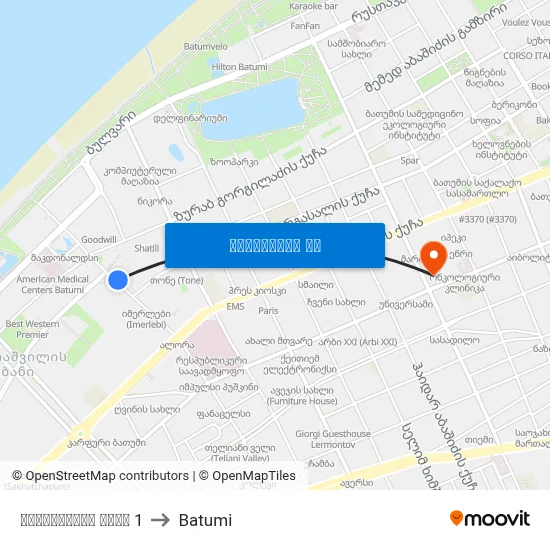 ფიროსმანის ქუჩა 1 to Batumi map