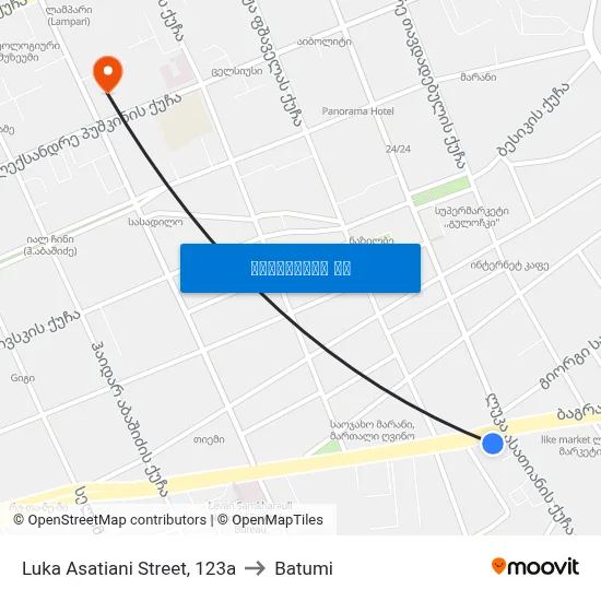 Luka Asatiani Street, 123a to Batumi map