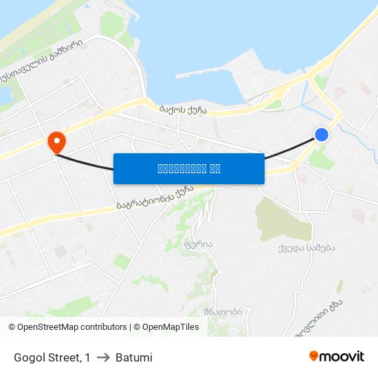 Gogol Street, 1 to Batumi map