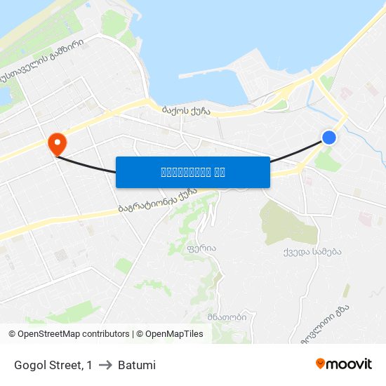 Gogol Street, 1 to Batumi map