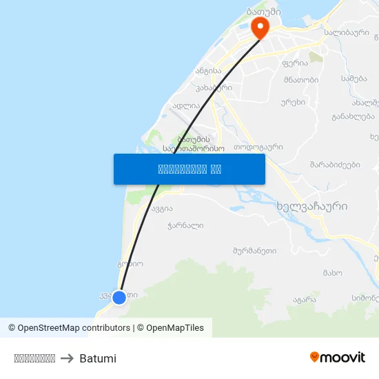 კვარიათი to Batumi map