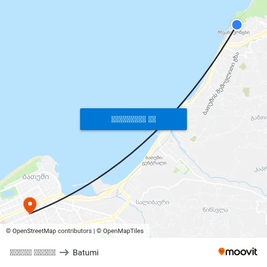 მწვანე კონცხი to Batumi map