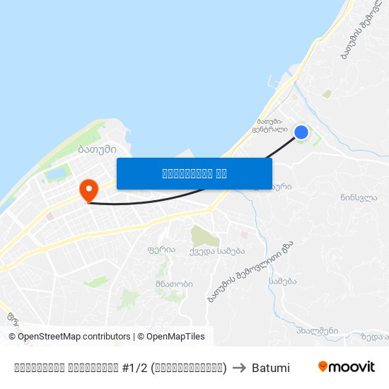 აფხაზების დასახლება #1/2 (მოპირდაპირედ) to Batumi map