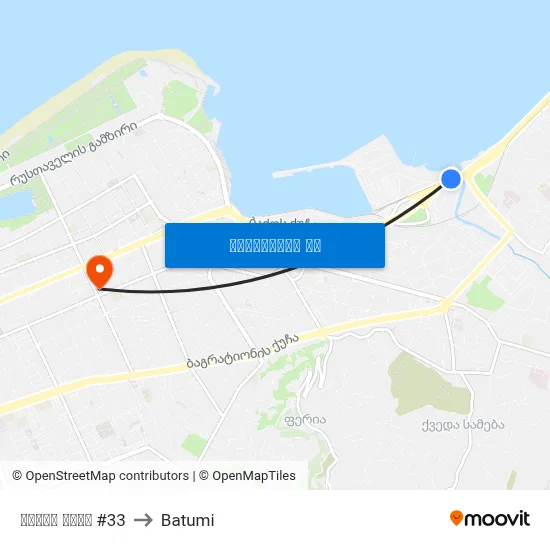 ბაქოს ქუჩა #33 to Batumi map