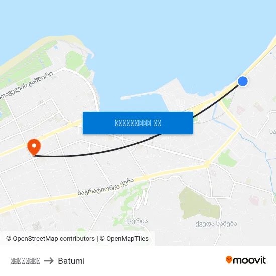 ბარცხანა to Batumi map