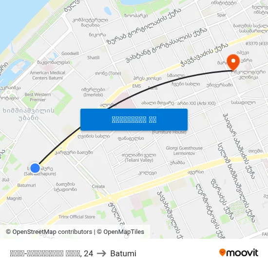ტბელ-აბუსერიძის ქუჩა, 24 to Batumi map