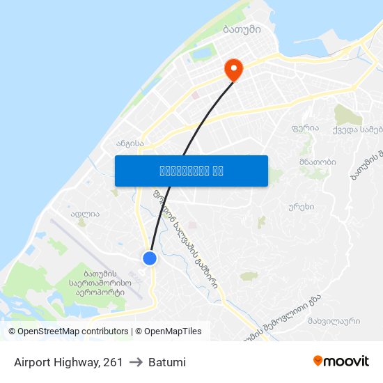 Airport Highway, 261 to Batumi map