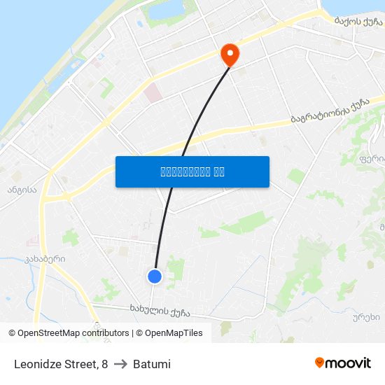 Leonidze Street, 8 to Batumi map