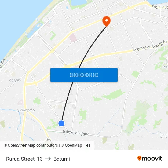 Rurua Street, 13 to Batumi map