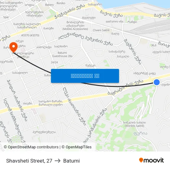 Shavsheti Street, 27 to Batumi map