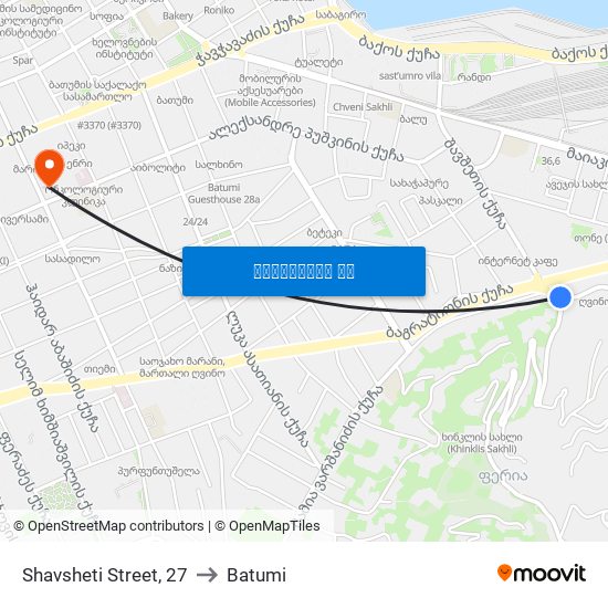 Shavsheti Street, 27 to Batumi map