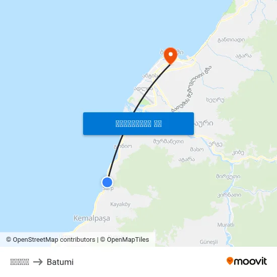 სარფი to Batumi map