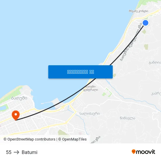 55 to Batumi map