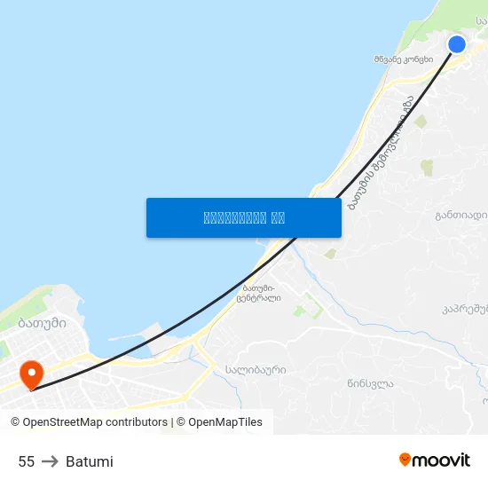 55 to Batumi map