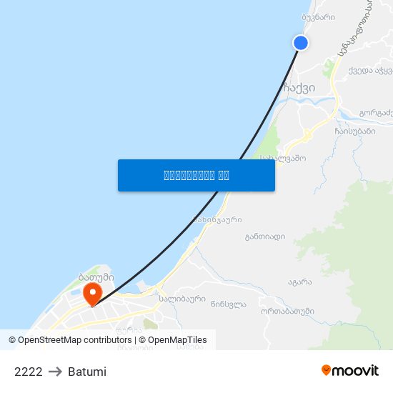 2222 to Batumi map