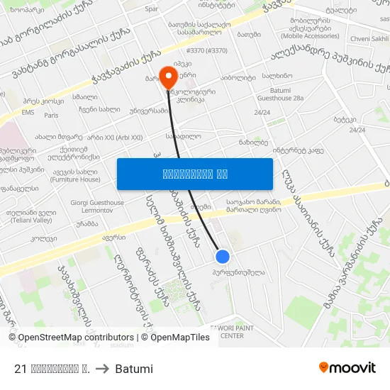 21 ასათიანის ქ. to Batumi map