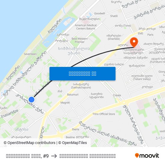 ინასარიძის ქუჩა, #9 to რესპუბლიკური საავადმყოფო map