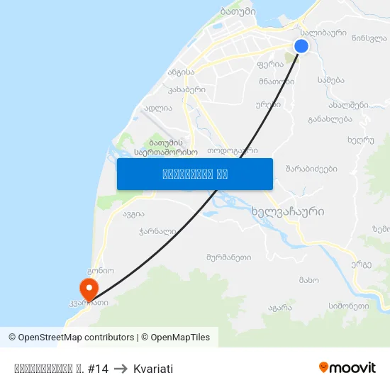 მაიაკოვსკის ქ. #14 to Kvariati map
