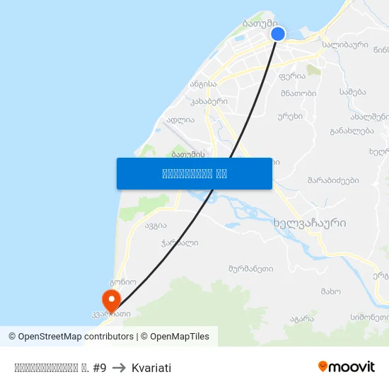 გოგებაშვილის ქ. #9 to Kvariati map