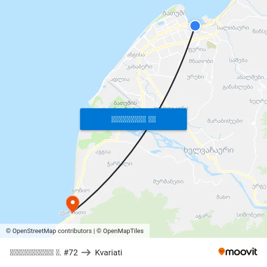 გოგებაშვილის ქ. #72 to Kvariati map