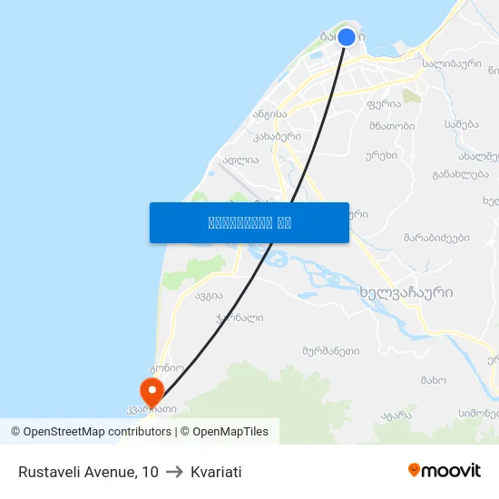 Rustaveli Avenue, 10 to Kvariati map