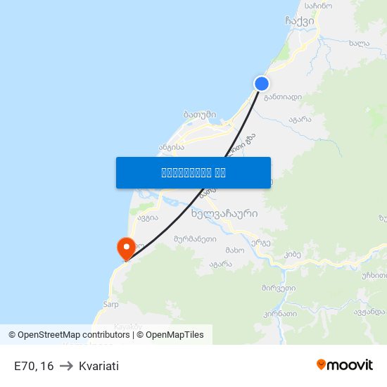 E70, 16 to Kvariati map