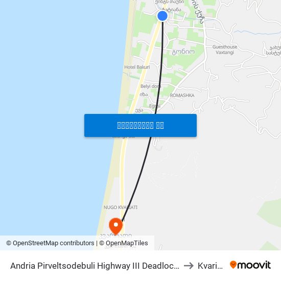 Andria Pirveltsodebuli Highway III Deadlock, 3 to Kvariati map