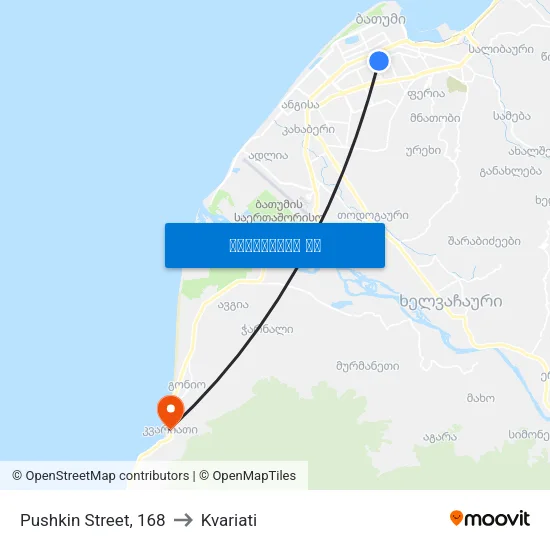 Pushkin Street, 168 to Kvariati map