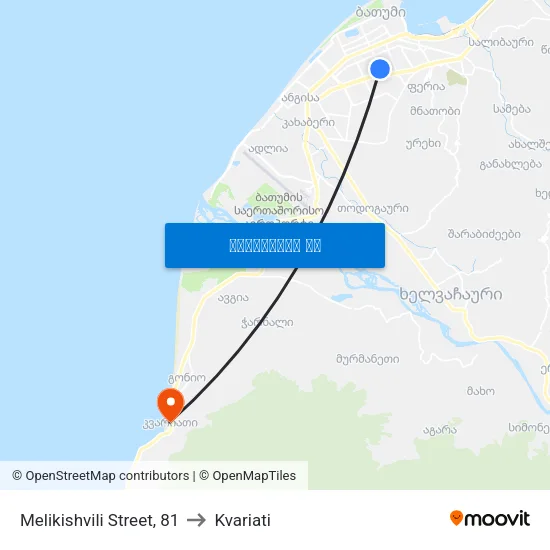 Melikishvili Street, 81 to Kvariati map