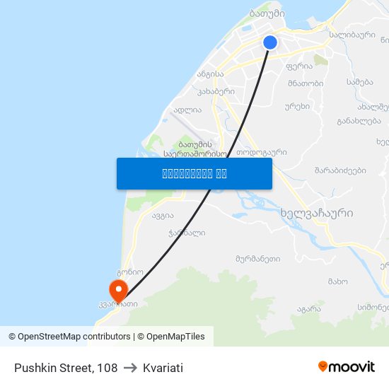 Pushkin Street, 108 to Kvariati map