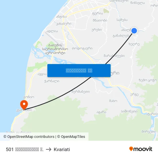501 მაიაკოვსკის ქ. to Kvariati map